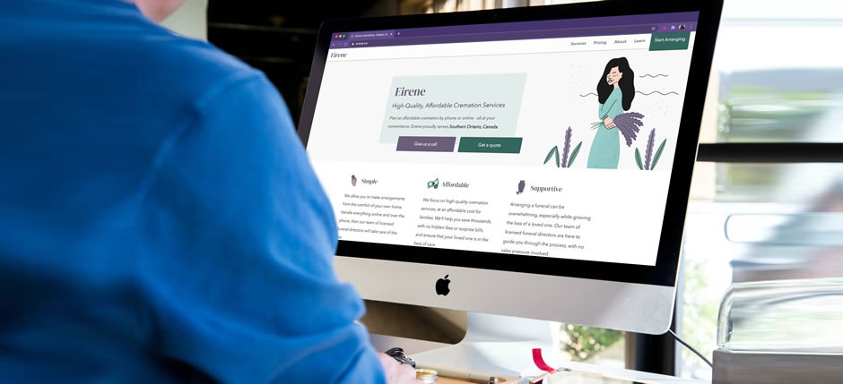Le site Eirene sur un écran d'ordinateur