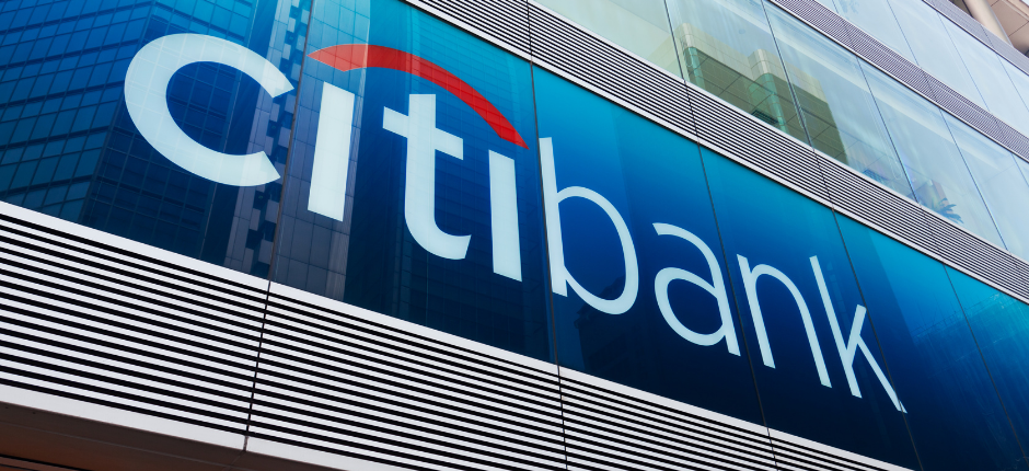 A Citibank logo storefront sign
