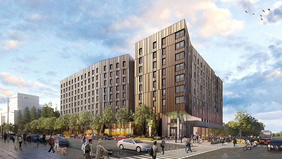 A rendition of UTSC's new undergraduate student residence from NMT and Ellesmere.