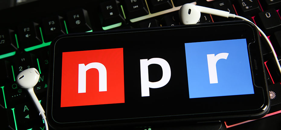 The NPR logo on a mobile phone