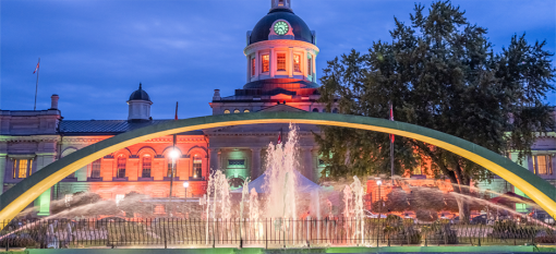 An image taken at night in downtown Kingston, Ontario, Canada